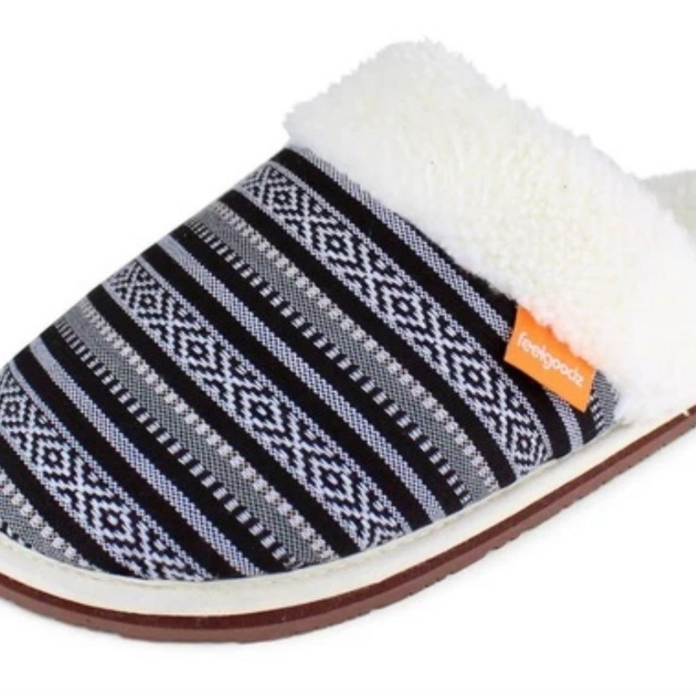 Ladies Slippers Size L 10-11 Feelgoodz Nomad Mules Faux Sherpa Lined NWT